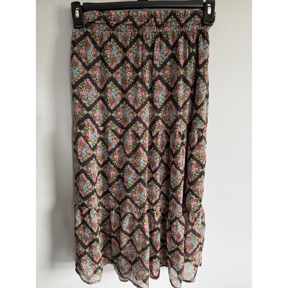 Loren Conrad Dresses & Skirts - LC‎ Lauren Conrad Tiered Chiffon Floral Boho Midi Skirt Womens Size XS Lined